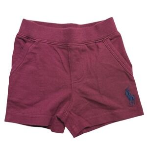 NWT Ralph Lauren Baby Boys Burgundy Red Mesh Cotton Polo Shorts 3M Navy Big Pony